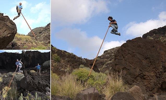 Pictured: The daring Canary Islands&apos; folk sport &apos;shepherd&apos;s leap&apos;