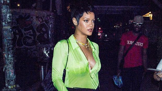 Rihanna Stuns In A Mini Skirt & Plunging Top While Out Solo In NYC After A$AP Rocky PDA