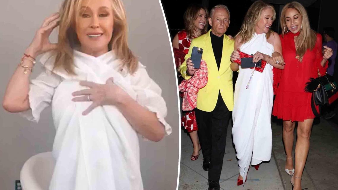 Kathy Hilton explains her tablecloth couture: ‘I was roasting’