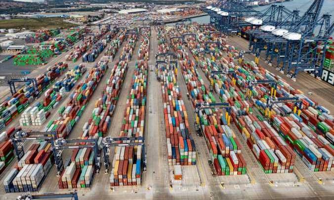 Port filled with containers of undelivered goods due to HGV driver shortage