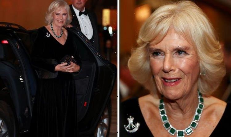 Camilla wows in black dress for glamorous dinner in London with Sophie Wessex