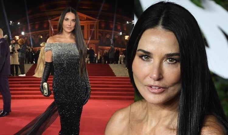 Demi Moore, 59, shows off ageless looks as she stuns in elegant off-the-shoulder gown