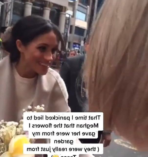 Awkward moment Meghan Markle fan is busted lying to the duchess about ‘flowers she grew in her garden’