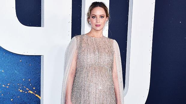 Jennifer Lawrence Sparkles In Gold Dress While Showing Off Baby Bump At ‘Don’t Look up’ Premiere