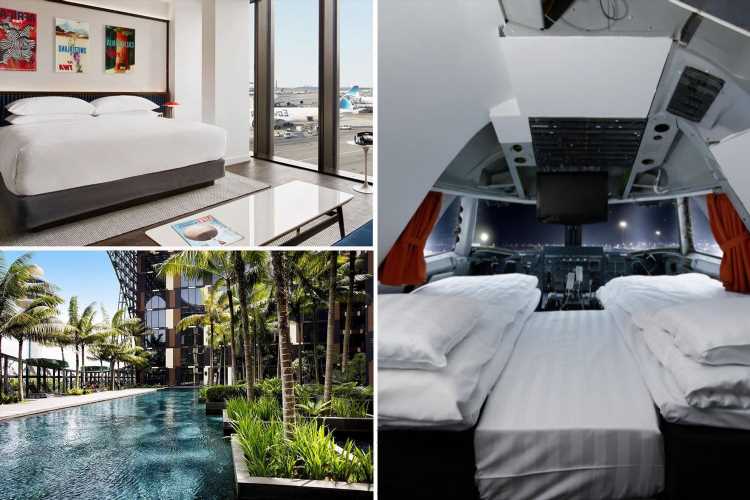 See inside the world's coolest airport hotels – with a cockpit bed, rooftop pool and runway views