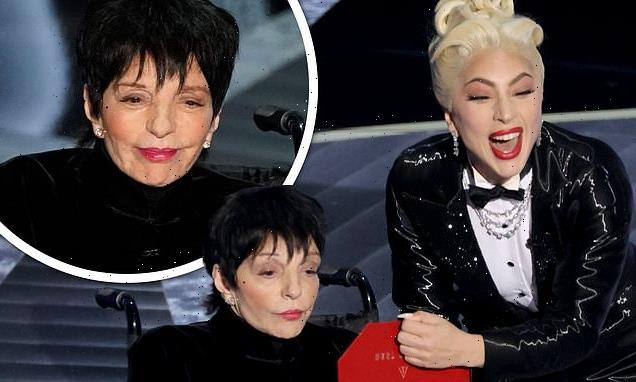 Frail Liza Minnelli is wheeled out on stage by Lady Gaga at Oscars