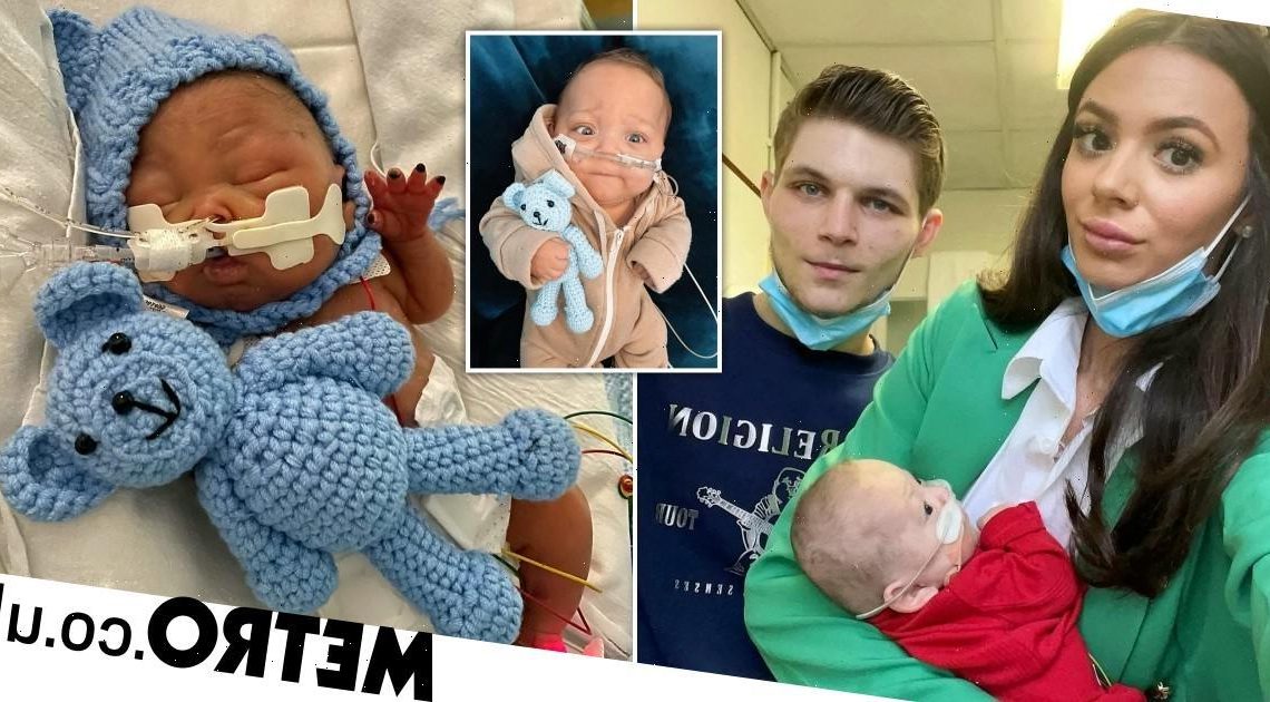 Meet the baby who was so tiny when born that he was dwarfed by his teddy