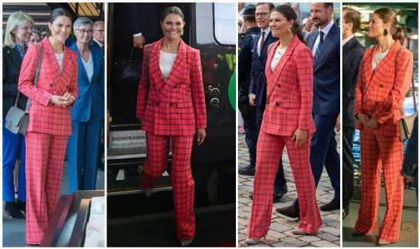 Crown Princess Victoria wows in ‘bold’ £465 By Malina suit on day three of Norwegian visit