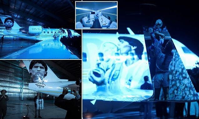 Plane decorated with pictures of Diego Maradona to take to the skies