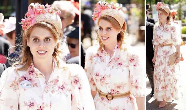 Princess Beatrice stuns in £820 floral dress and matching hat on day one of Royal Ascot