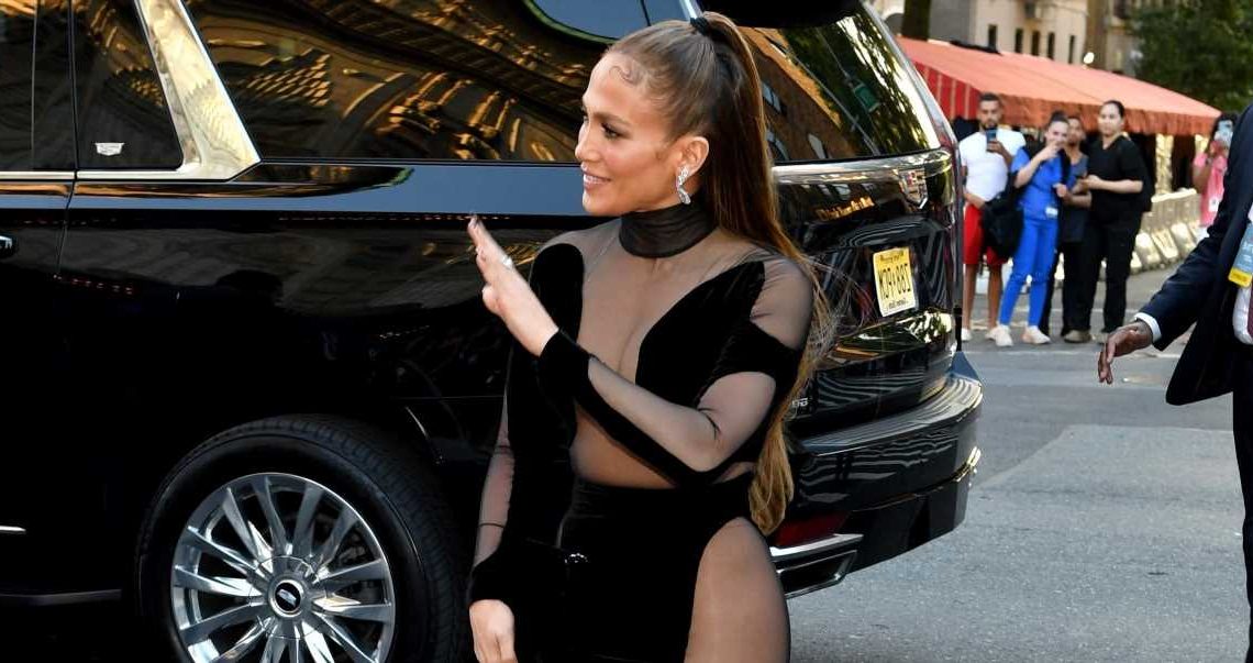 Truly Obsessed with J.Lo's Fully Sheer Turtleneck Dress