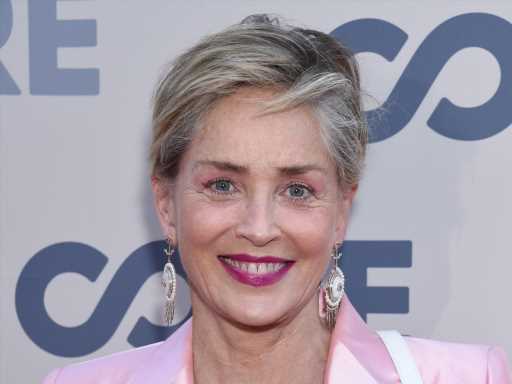 Sharon Stone Feels So Good She Can't Stop Smiling in This Runway-Ready Bright Yellow Jumpsuit