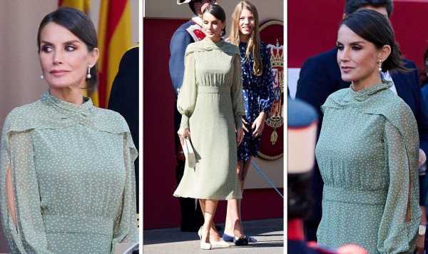 Queen Letizia pays homage to Spain in mint green sdress and stilettos