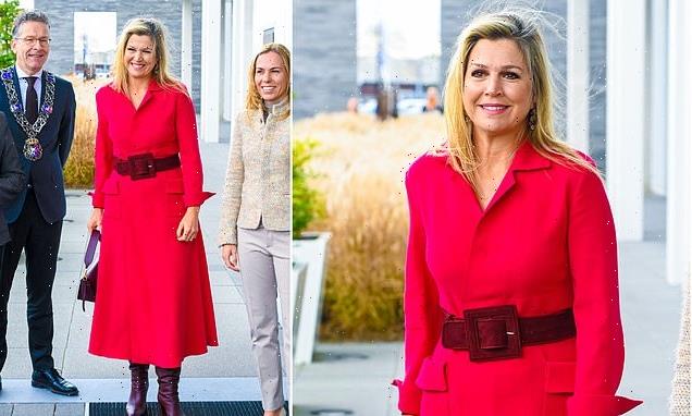 Queen Maxima of the Netherlands wows in a red gown in Eindhoven