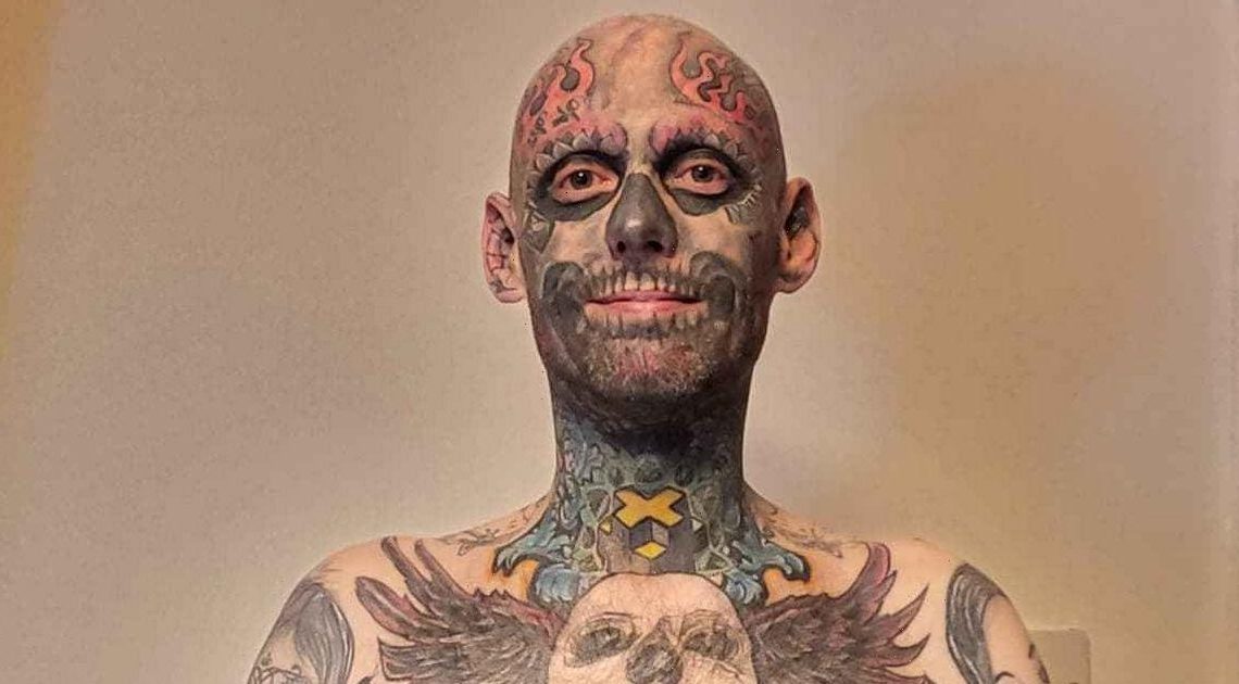 ‘Ireland’s most tattooed man’ covers face tattoos in makeup but his kids hate it