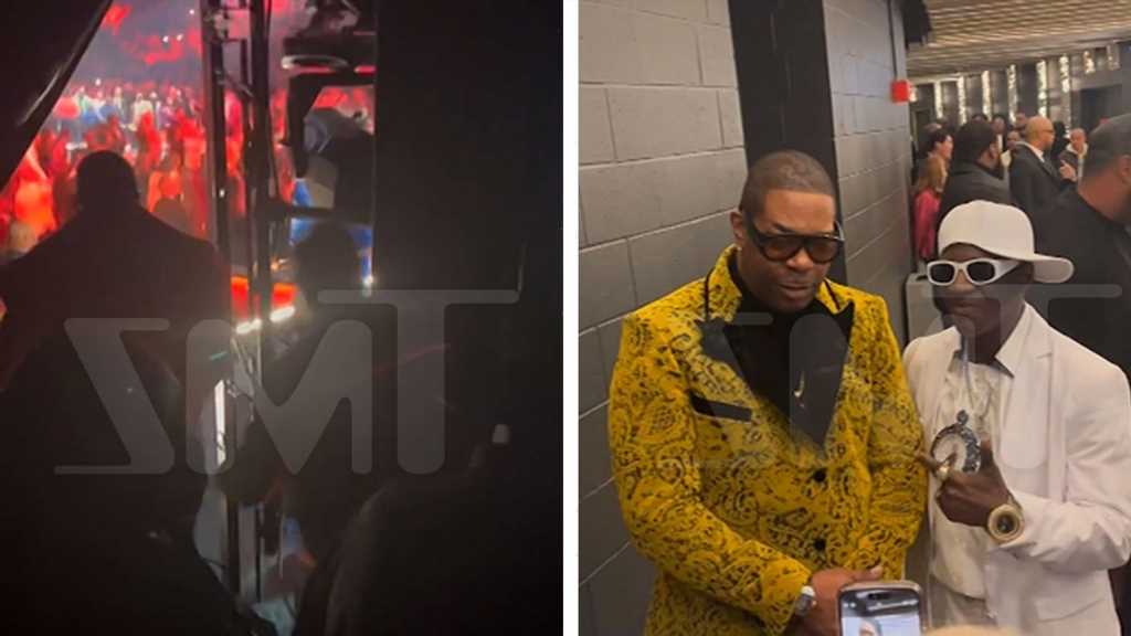 LL Cool J, Flavor Flav and Busta Rhymes Rapping Along Backstage at Grammys
