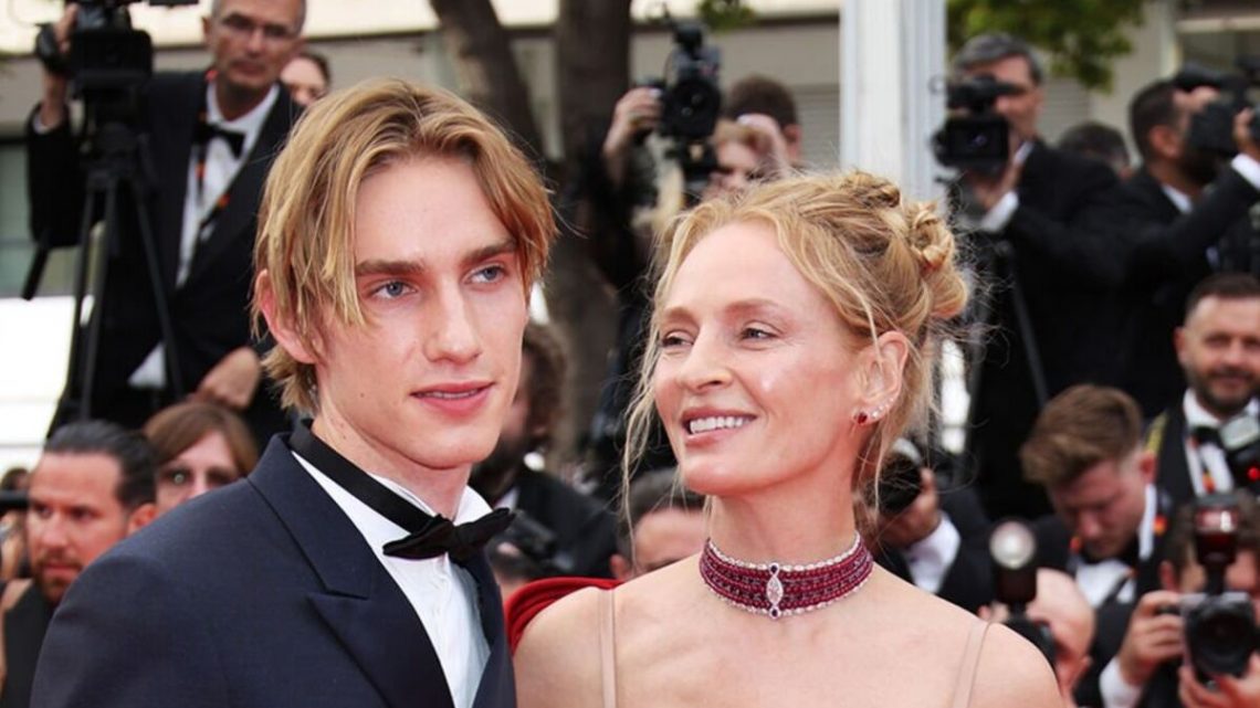 Uma Thurman takes to Cannes red carpet with lookalike son Levon Hawke