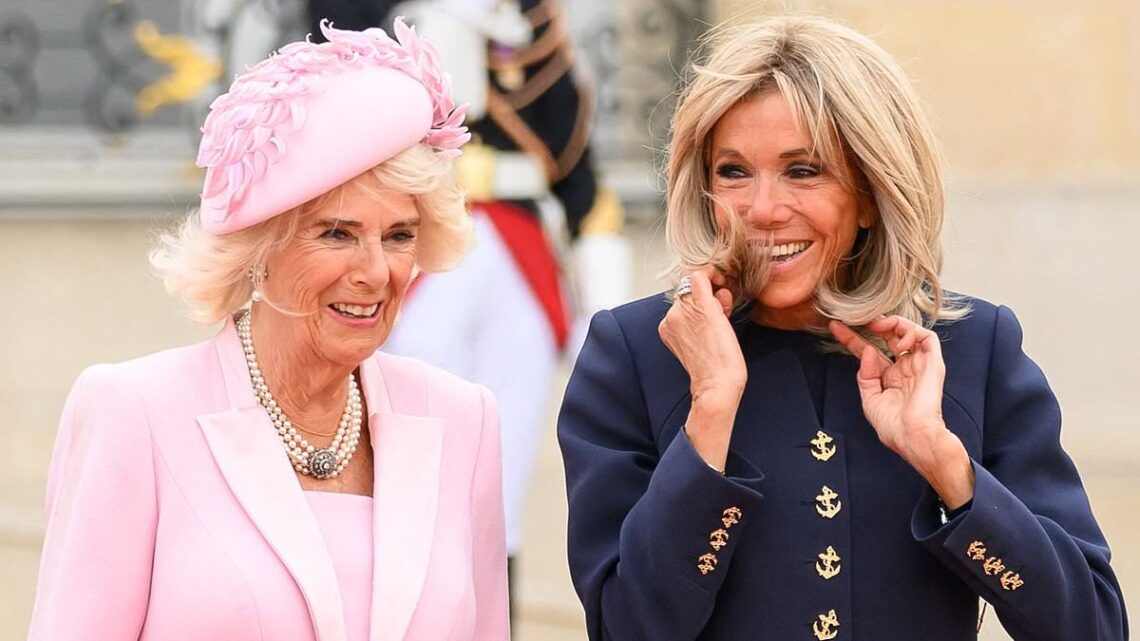Queen Camilla is welcomed to Paris by Emmanuel Macron&apos;s wife Brigitte